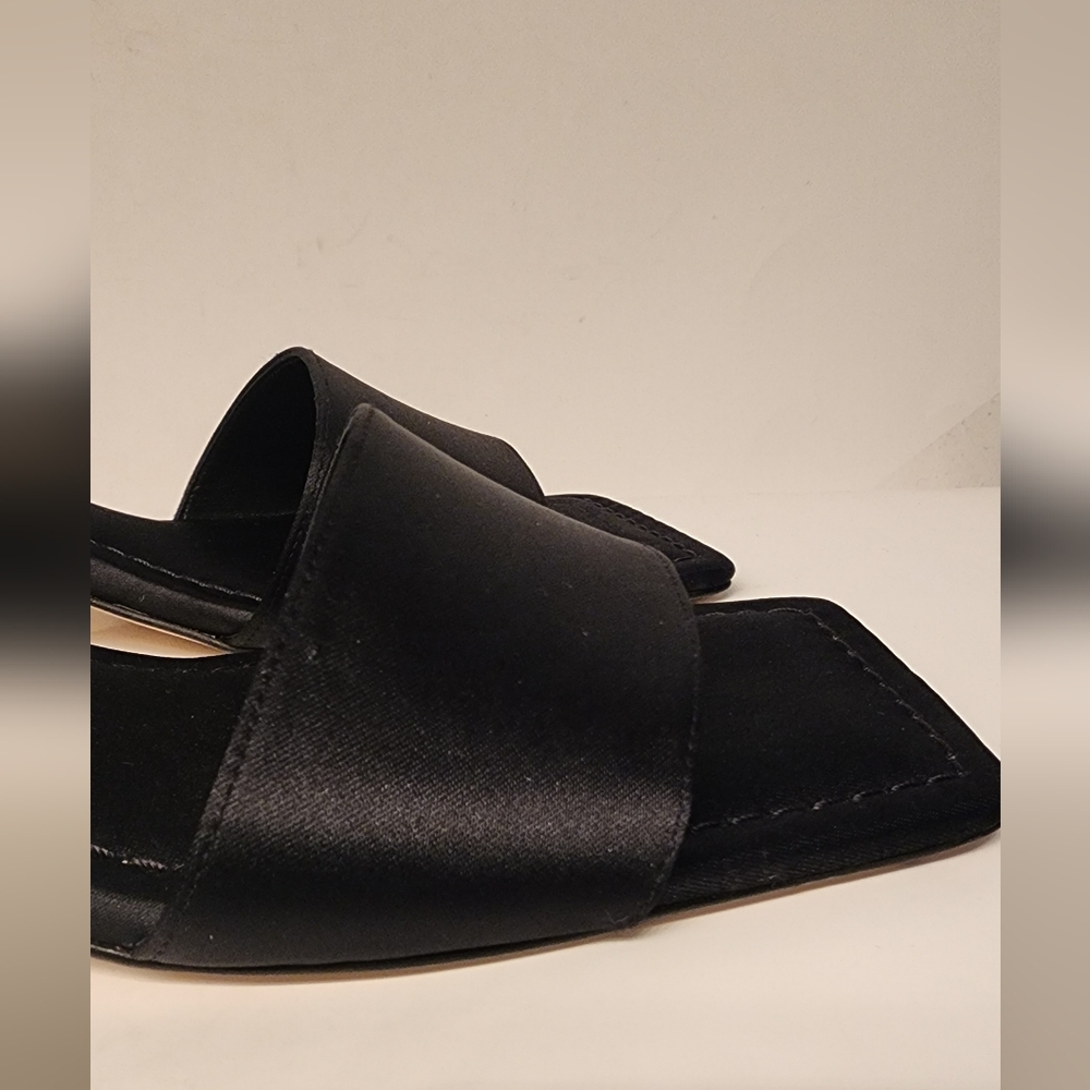 GOOD American Kickstand Slide Mule Sandal In Black Satin - Picture 8 of 13